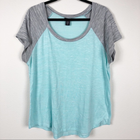 torrid Tops - Torrid Raglan seafoam blue and gray tee 1